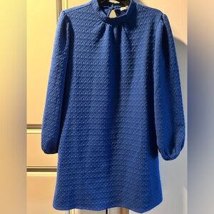 Blue woven dress knee length